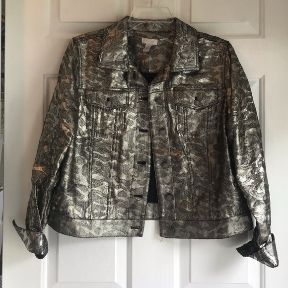 Chico’s size 1 black and gold short jacket. - Picture 7 of 8